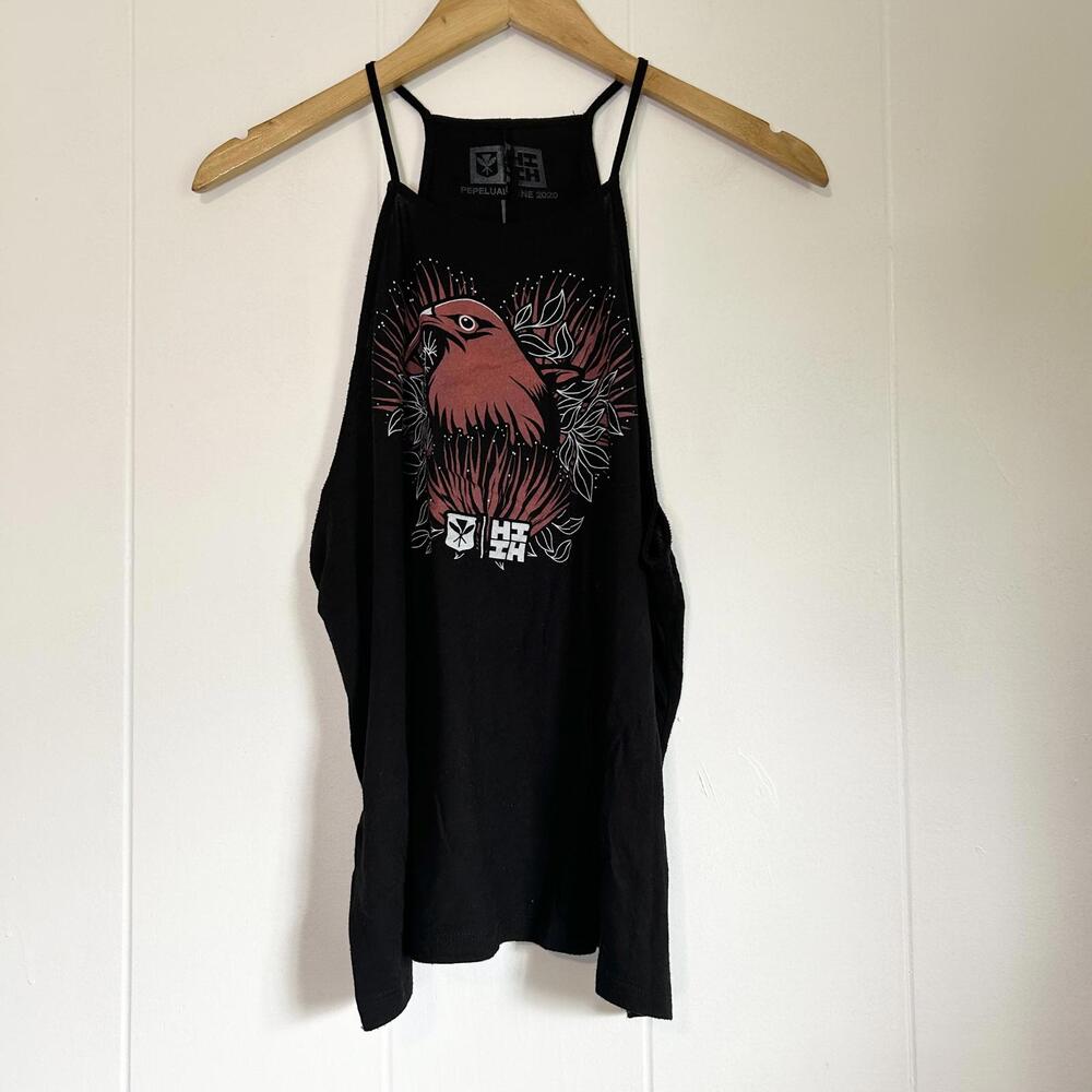Hawaiis Finest Hawaiian Print Ohia Flower Iwi Bird Tank Top Women’s Large